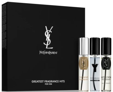 Coffret Yves Saint Laurent Noël 2023 : Eau de parfum Y 10 ml + Eau de parfum L'homme 10 ml + Eau de toilette La nuit de l'Homme 10 ml