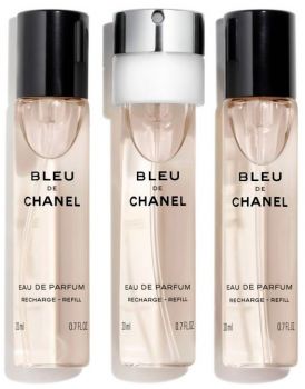 Chanel Bleu de Chanel 3x 20 ml Eau de Parfum für Herren Nachfüllung 60 ml