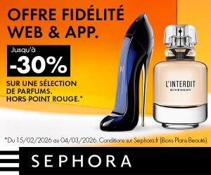 Jusqu'à -30% sur une sélection de parfums